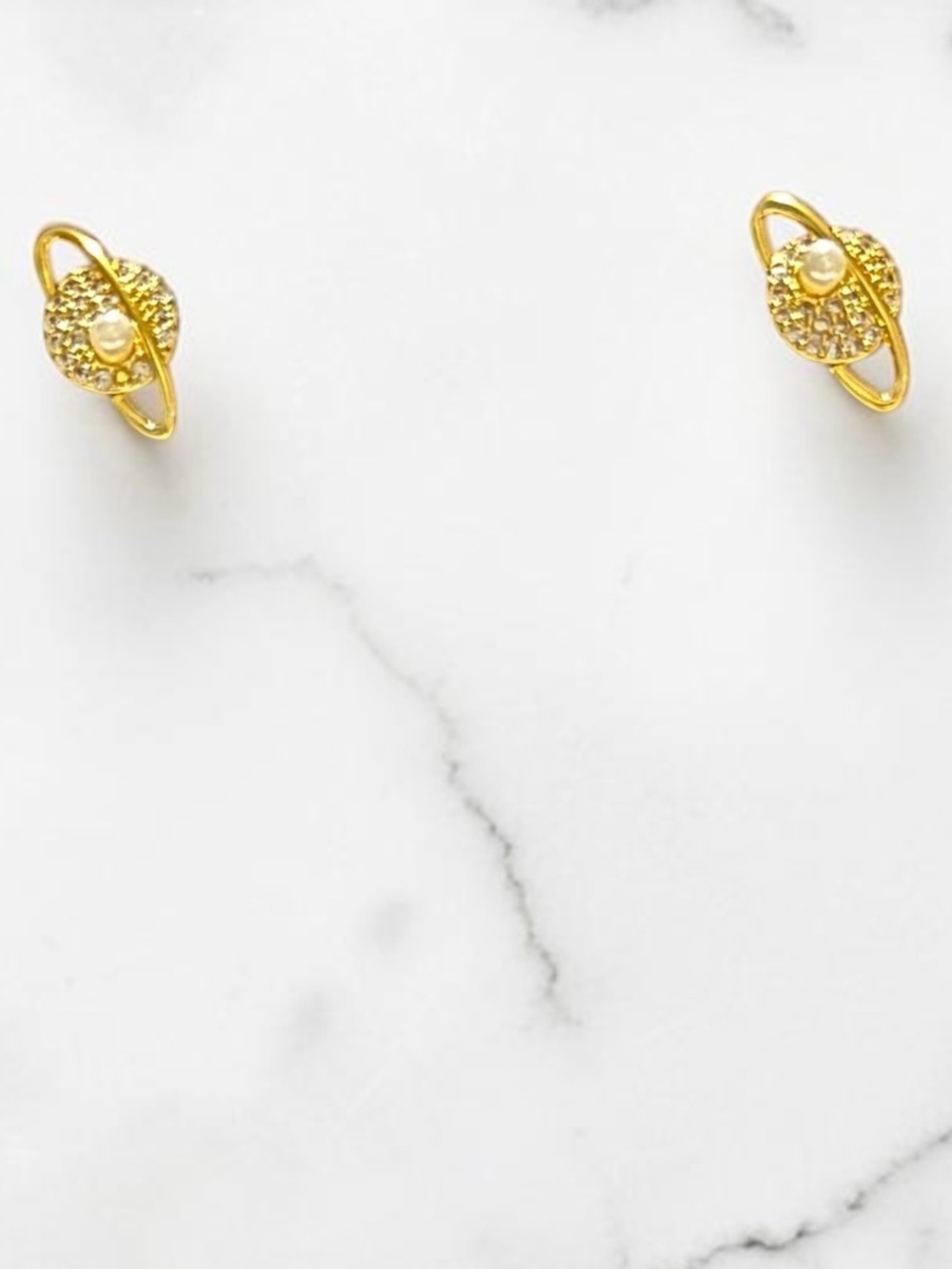 Gold Planet Halo Stud Earrings